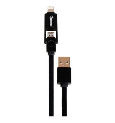 Кабель-Nomi-DCТ-10mi-USB-micro&Lightning-1м-чорний